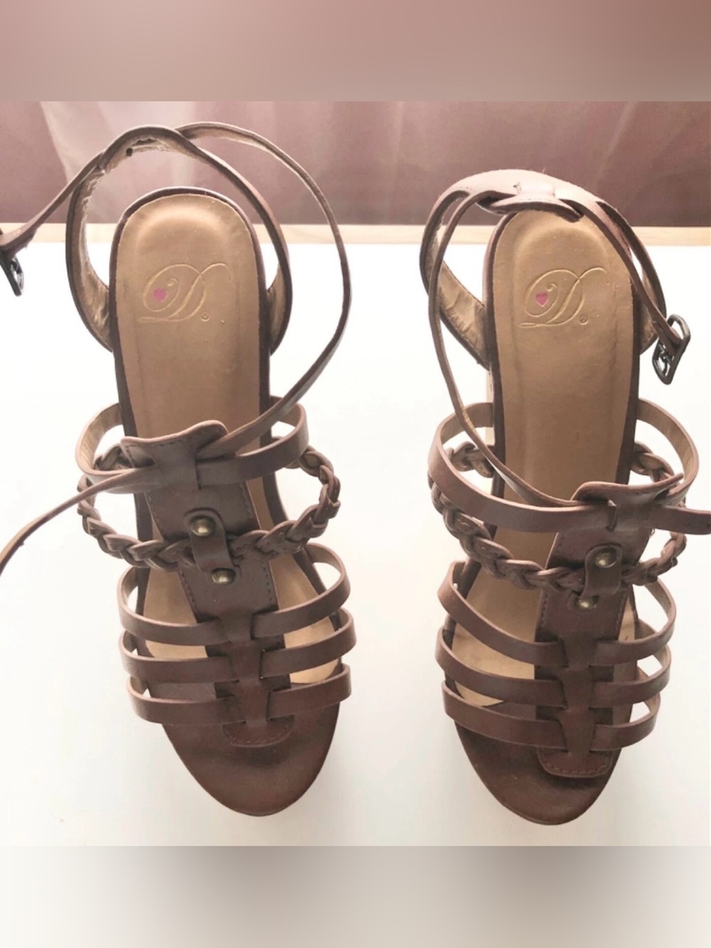 My Delicious womens brown wedge sandals size 7